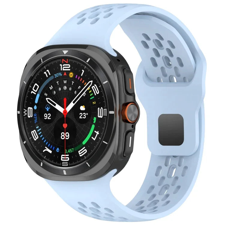 For Samsung Galaxy Watch Ultra 47mm Holes Style Square Buckle Solid Color Silicone Watch Band