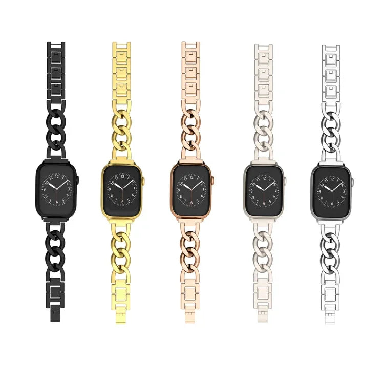 Quick-Release Metal Chain Watch Band, For Apple Watch SE 2022 44mm, For Apple Watch Series 7 41mm, For Apple Watch Series 7 45mm, For Apple Watch Series 6 40mm, For Apple Watch Series 6 44mm, For Apple Watch Series 5 44mm, For Apple Watch Series 5 40mm...