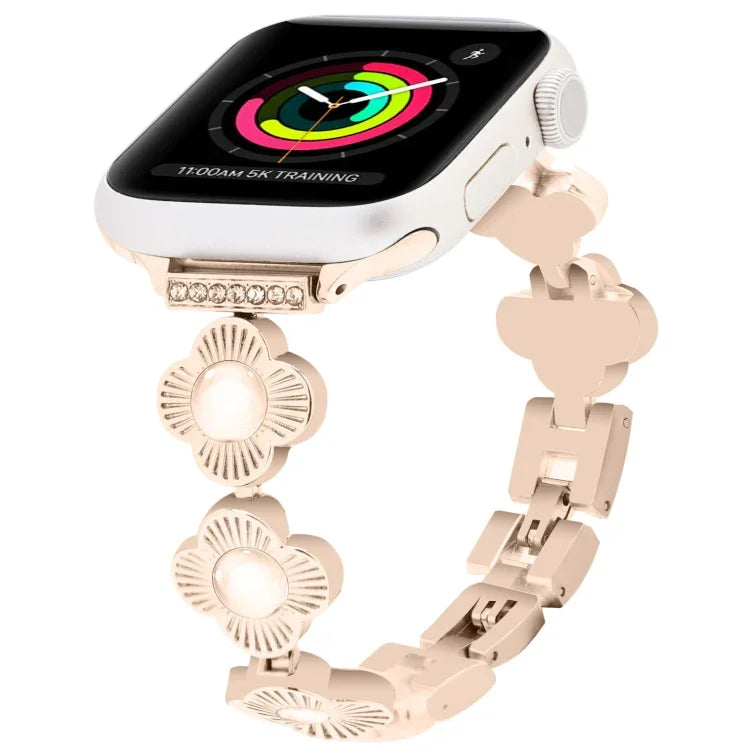Four Leaf Clover Quick-Release Metal Chain Watch Band, For Apple Watch Series 3 38mm, For Apple Watch Series 3 42mm