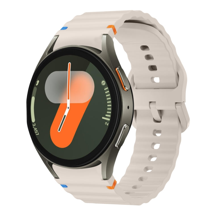 Wave Pattern Stitched Silicone Watch Band, For Samsung Galaxy Watch 7 40 / 44mm, For Samsung Galaxy Watch 6 Classic, For Samsung Galaxy Watch 6 40 / 44mm, For Samsung Galaxy Watch 5 40 / 44mm