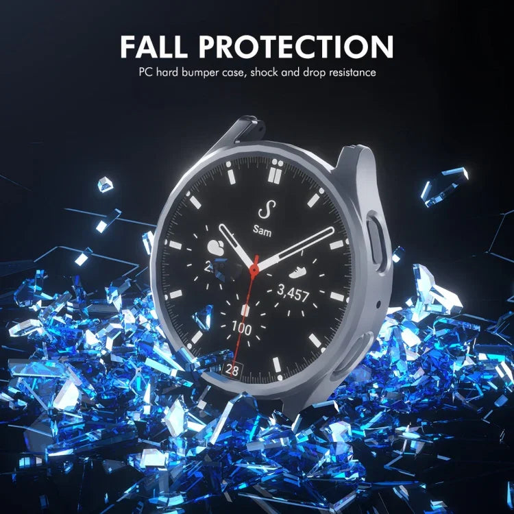 ENKAY Hat-Prince Electroplated Hard PC Case + 0.2mm 9H Glass Screen Protector, For Samsung Galaxy Watch7 44mm, For Samsung Galaxy Watch7 40mm