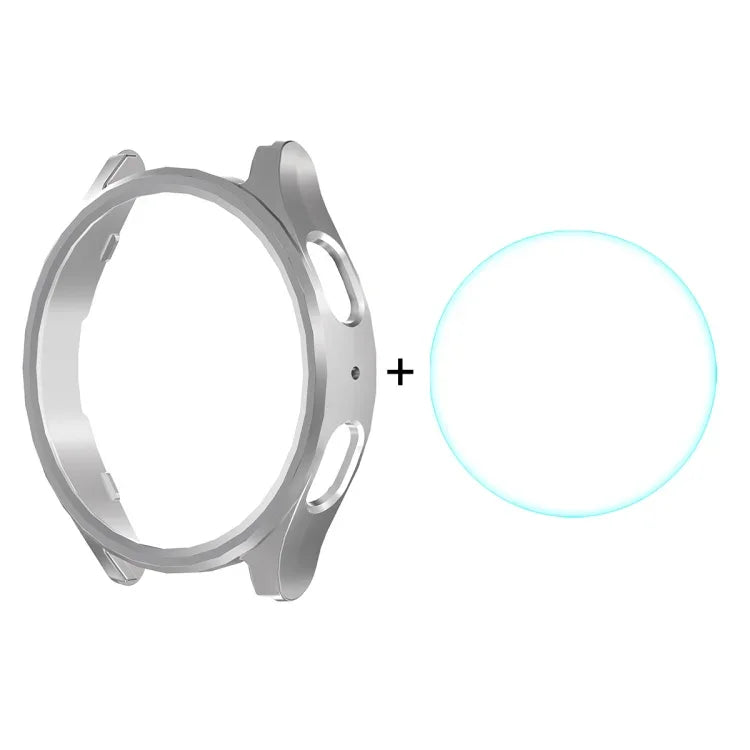 ENKAY Hat-Prince Electroplated Hard PC Case + 0.2mm 9H Glass Screen Protector, For Samsung Galaxy Watch7 44mm, For Samsung Galaxy Watch7 40mm