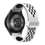 Two Color Magnetic Folding Silver Buckle Silicone Watch Band, For Samsung Galaxy Watch 3 41mm, For Samsung Galaxy Watch Active, For Samsung Galaxy Watch 42mm, For Samsung Gear S2 Classic