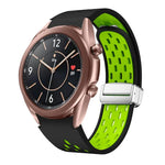Two Color Magnetic Folding Silver Buckle Silicone Watch Band, For Samsung Galaxy Watch 3 41mm, For Samsung Galaxy Watch Active, For Samsung Galaxy Watch 42mm, For Samsung Gear S2 Classic