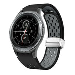Two Color Magnetic Folding Silver Buckle Silicone Watch Band, For Samsung Galaxy Watch 3 41mm, For Samsung Galaxy Watch Active, For Samsung Galaxy Watch 42mm, For Samsung Gear S2 Classic