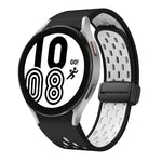Two Color Magnetic Folding Black Buckle Silicone Watch Band, For Samsung Galaxy Watch 7 40 / 44mm, For Samsung Galaxy Watch 5 40 / 44mm, For Samsung Galaxy Watch 4 40 / 44mm, For Samsung Galaxy Watch 4 Classic 42 / 46mm