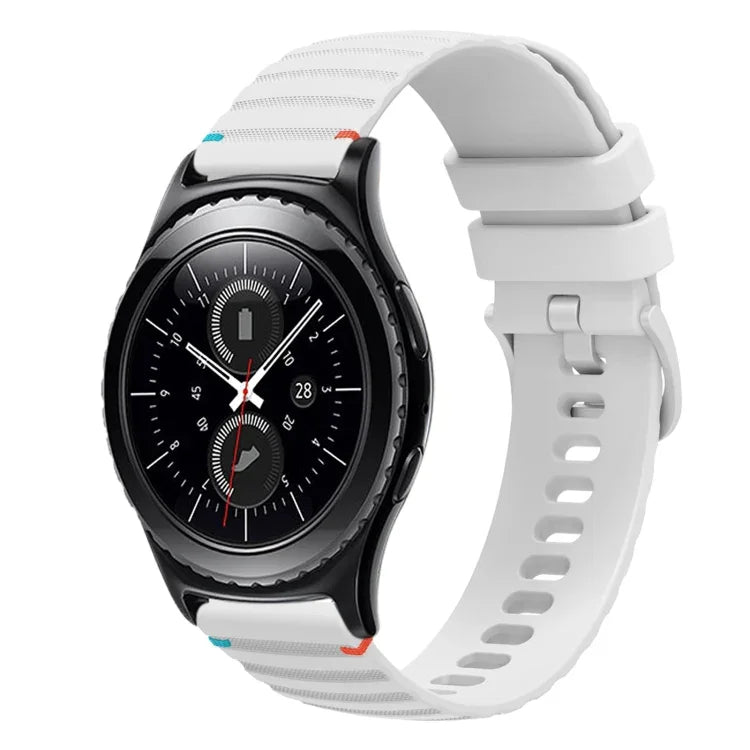 Wavy Dotted Stitched 20mm Silicone Watch Band, For Samsung Galaxy Watch 42mm, For Samsung Gear S2 Classic