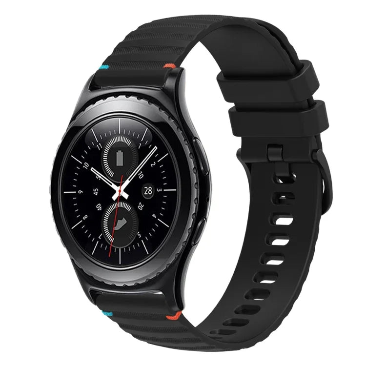 Wavy Dotted Stitched 20mm Silicone Watch Band, For Samsung Galaxy Watch 42mm, For Samsung Gear S2 Classic