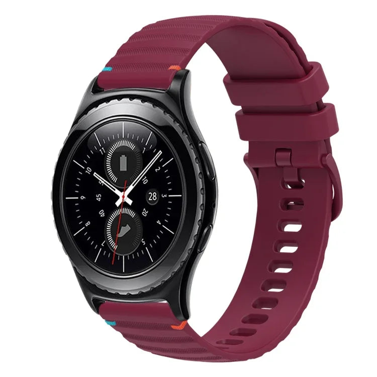 Wavy Dotted Stitched 20mm Silicone Watch Band, For Samsung Galaxy Watch 42mm, For Samsung Gear S2 Classic
