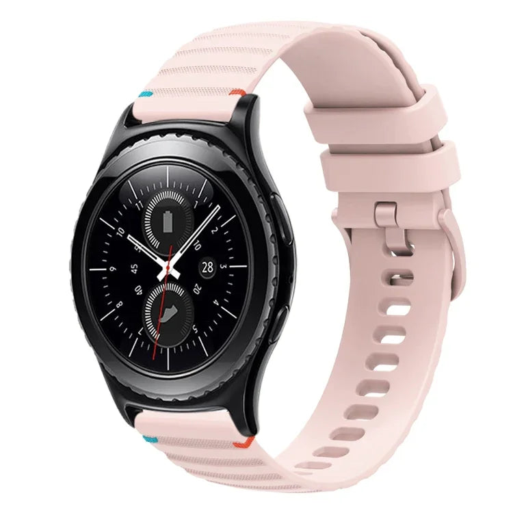 Wavy Dotted Stitched 20mm Silicone Watch Band, For Samsung Galaxy Watch 42mm, For Samsung Gear S2 Classic