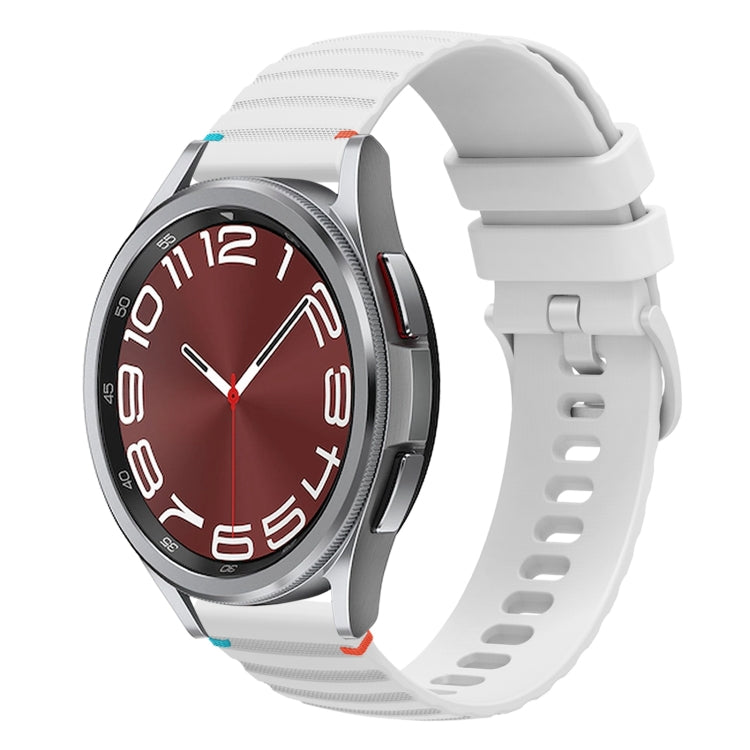 Wavy Dotted Stitched 20mm Silicone Watch Band, For Samsung Galaxy Watch FE 40mm, For Samsung Galaxy Watch 7 40 / 44mm, For Samsung Galaxy Watch 6  Cassic 43 / 47mm, For Samsung Galaxy Watch 6 40 / 44mm