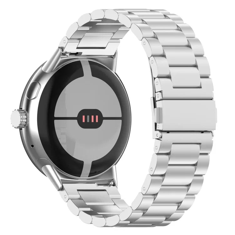 Three Beads Stainless Steel Metal Watch Band, For Google Pixel Watch 4 / Watch 3 45mm, For Google Pixel Watch 4 / 3 / 2 / 1 41mm