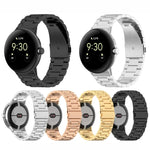 Three Beads Stainless Steel Metal Watch Band, For Google Pixel Watch 4 / Watch 3 45mm, For Google Pixel Watch 4 / 3 / 2 / 1 41mm