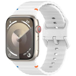 Wavy Grain Stitched Silicone Watch Band, For Apple Watch SE 2023 44mm, For Apple Watch SE 2023 40mm, For Apple Watch Ultra 2 49mm, For Apple Watch Series 9 45mm