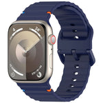 Wavy Grain Stitched Silicone Watch Band, For Apple Watch SE 2023 44mm, For Apple Watch SE 2023 40mm, For Apple Watch Ultra 2 49mm, For Apple Watch Series 9 45mm