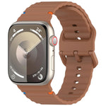 Wavy Grain Stitched Silicone Watch Band, For Apple Watch SE 2023 44mm, For Apple Watch SE 2023 40mm, For Apple Watch Ultra 2 49mm, For Apple Watch Series 9 45mm