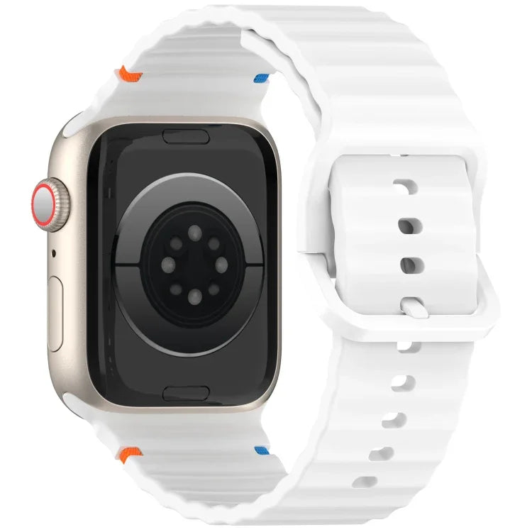 Wavy Grain Stitched Silicone Watch Band, For Apple Watch Series 9 41mm, For Apple Watch Ultra 49mm, For Apple Watch Series 8 41mm, For Apple Watch Series 8 45mm