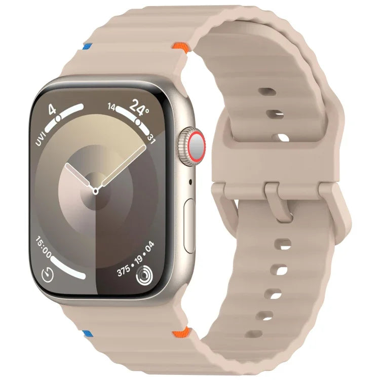 Wavy Grain Stitched Silicone Watch Band, For Apple Watch Series 9 41mm, For Apple Watch Ultra 49mm, For Apple Watch Series 8 41mm, For Apple Watch Series 8 45mm