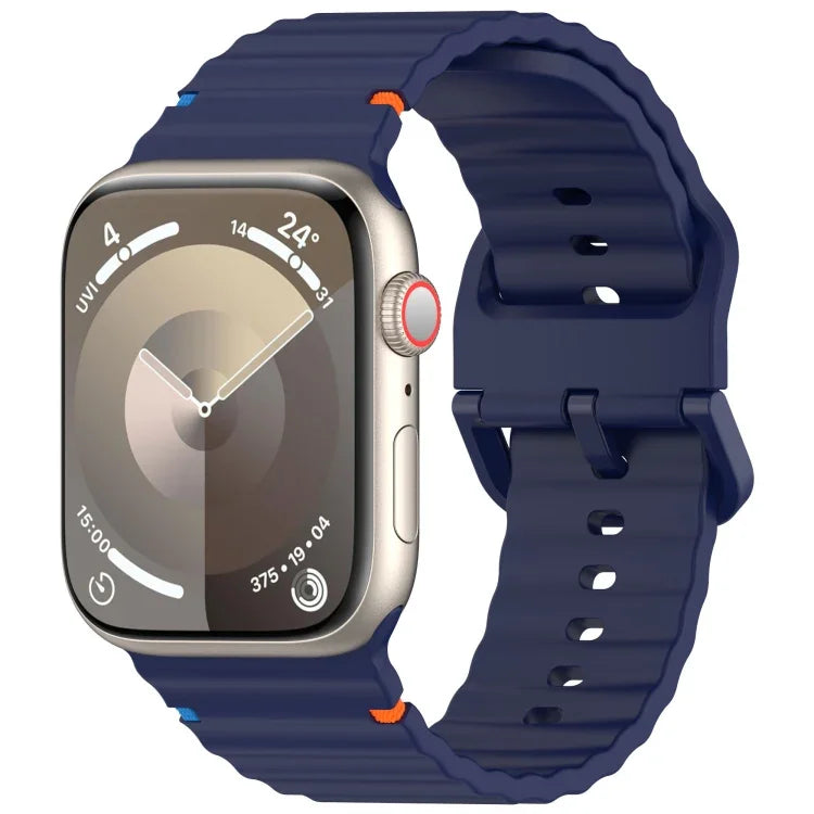 Wavy Grain Stitched Silicone Watch Band, For Apple Watch Series 9 41mm, For Apple Watch Ultra 49mm, For Apple Watch Series 8 41mm, For Apple Watch Series 8 45mm