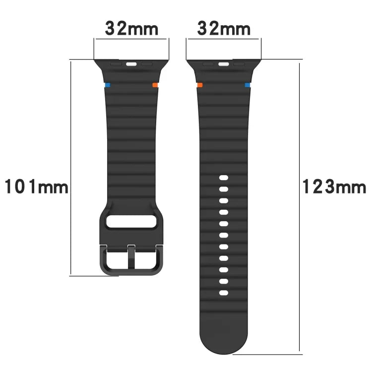 Wavy Grain Stitched Silicone Watch Band, For Apple Watch SE 2022 40mm, For Apple Watch SE 2022 44mm, For Apple Watch Series 7 41mm, For Apple Watch Series 7 45mm