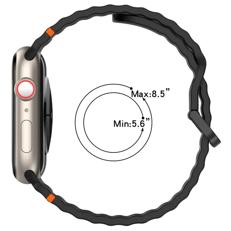 Wavy Grain Stitched Silicone Watch Band, For Apple Watch Series 4 44mm, For Apple Watch Series 4 40mm, For Apple Watch Series 3 38mm, For Apple Watch Series 3 42mm