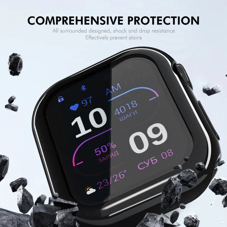 ENKAY Hat-Prince Electroplated Soft TPU Case with Screen Film, For Apple Watch Series 11 / 10 46mm, For Apple Watch Series 11 / 10 42mm