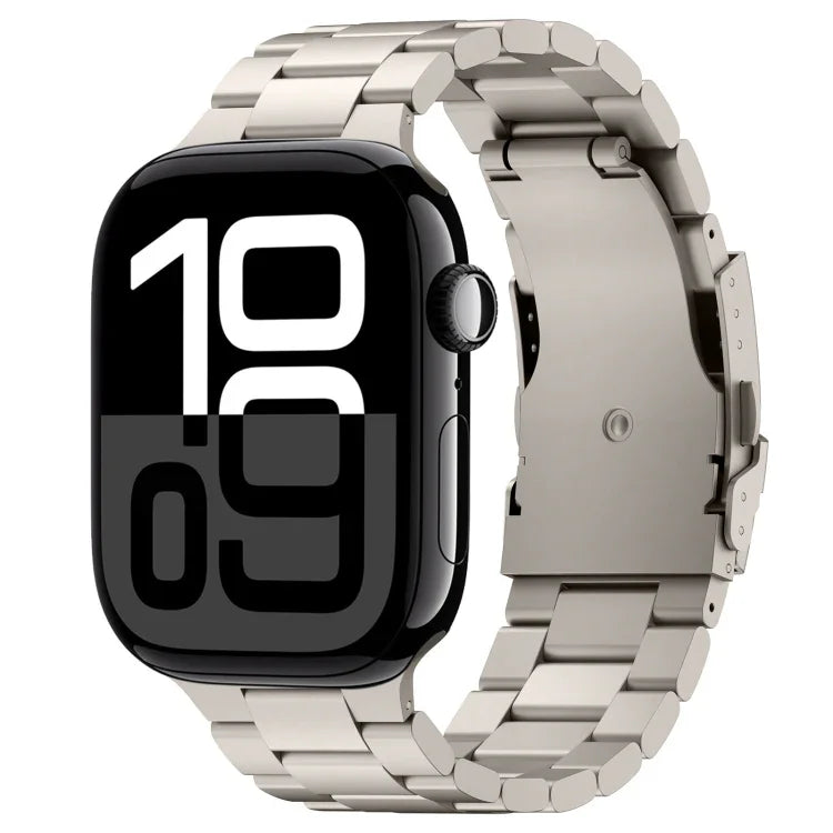 Three Beads Titanium Alloy Metal Watch Band, For Apple Watch Series 10 46mm, For Apple Watch Series 10 42mm, For Apple Watch SE 2023 44mm, For Apple Watch SE 2023 40mm, For Apple Watch Ultra 2 49mm, For Apple Watch Series 9 45mm                        ...