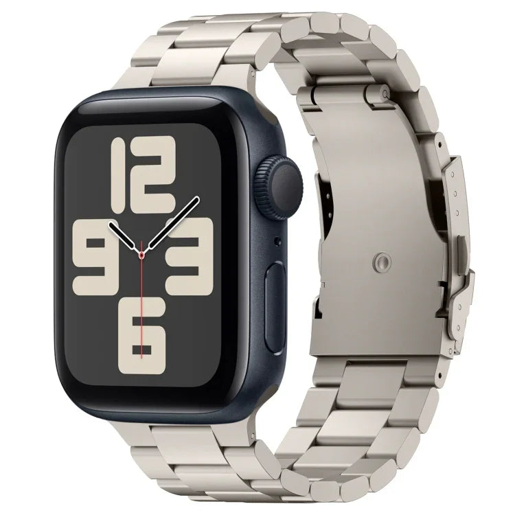 Three Beads Titanium Alloy Metal Watch Band, For Apple Watch Series 10 46mm, For Apple Watch Series 10 42mm, For Apple Watch SE 2023 44mm, For Apple Watch SE 2023 40mm, For Apple Watch Ultra 2 49mm, For Apple Watch Series 9 45mm                        ...