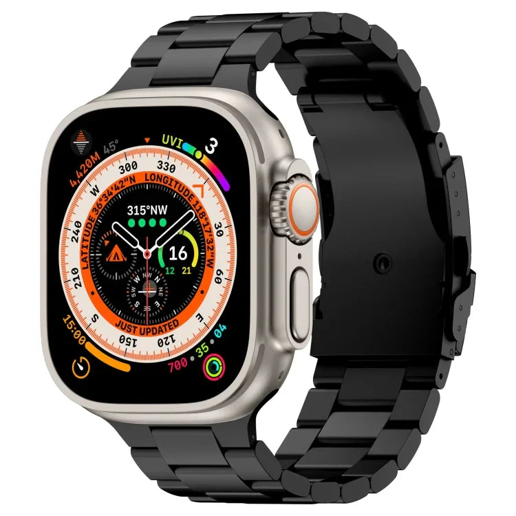 Three Beads Titanium Alloy Metal Watch Band, For Apple Watch Series 10 46mm, For Apple Watch Series 10 42mm, For Apple Watch SE 2023 44mm, For Apple Watch SE 2023 40mm, For Apple Watch Ultra 2 49mm, For Apple Watch Series 9 45mm                        ...