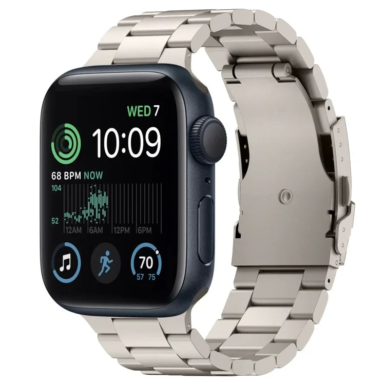 Three Beads Titanium Alloy Metal Watch Band, For Apple Watch Series 10 46mm, For Apple Watch Series 10 42mm, For Apple Watch SE 2023 44mm, For Apple Watch SE 2023 40mm, For Apple Watch Ultra 2 49mm, For Apple Watch Series 9 45mm                        ...