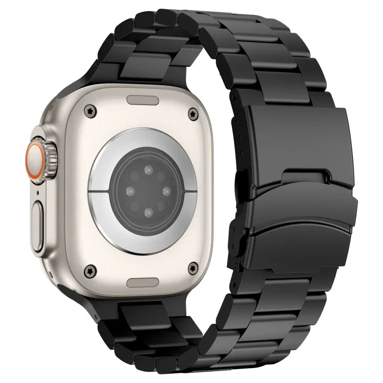 Three Beads Titanium Alloy Metal Watch Band, For Apple Watch Series 7 41mm, For Apple Watch Series 7 45mm, For Apple Watch Series 6 40mm, For Apple Watch Series 6 44mm, For Apple Watch Series 5 44mm, For Apple Watch Series 5 40mm                       ...