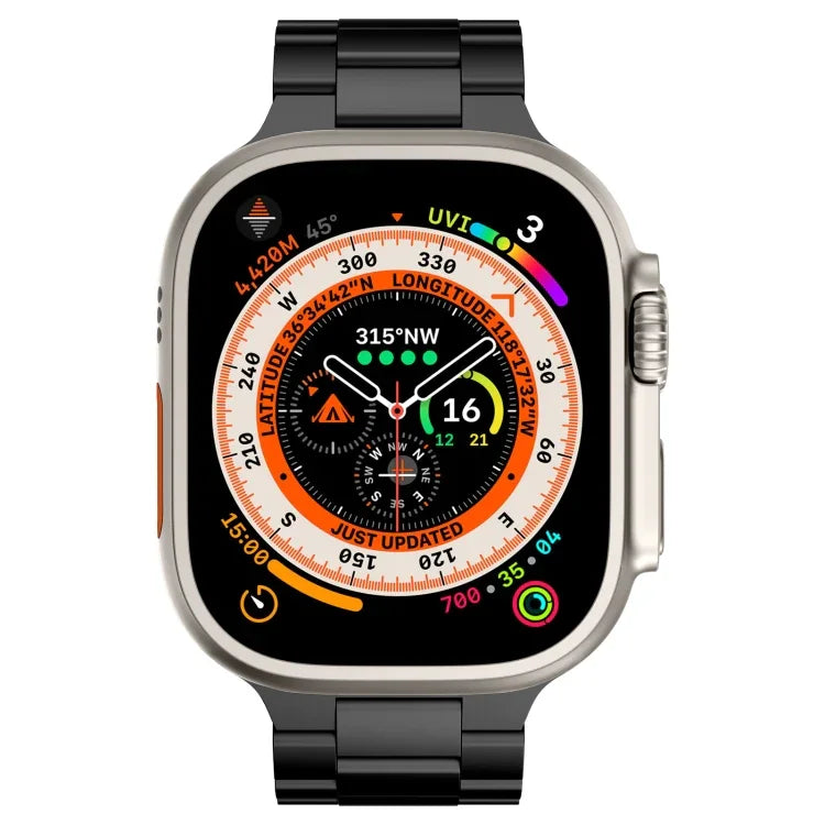 Three Beads Titanium Alloy Metal Watch Band, For Apple Watch Series 7 41mm, For Apple Watch Series 7 45mm, For Apple Watch Series 6 40mm, For Apple Watch Series 6 44mm, For Apple Watch Series 5 44mm, For Apple Watch Series 5 40mm                       ...