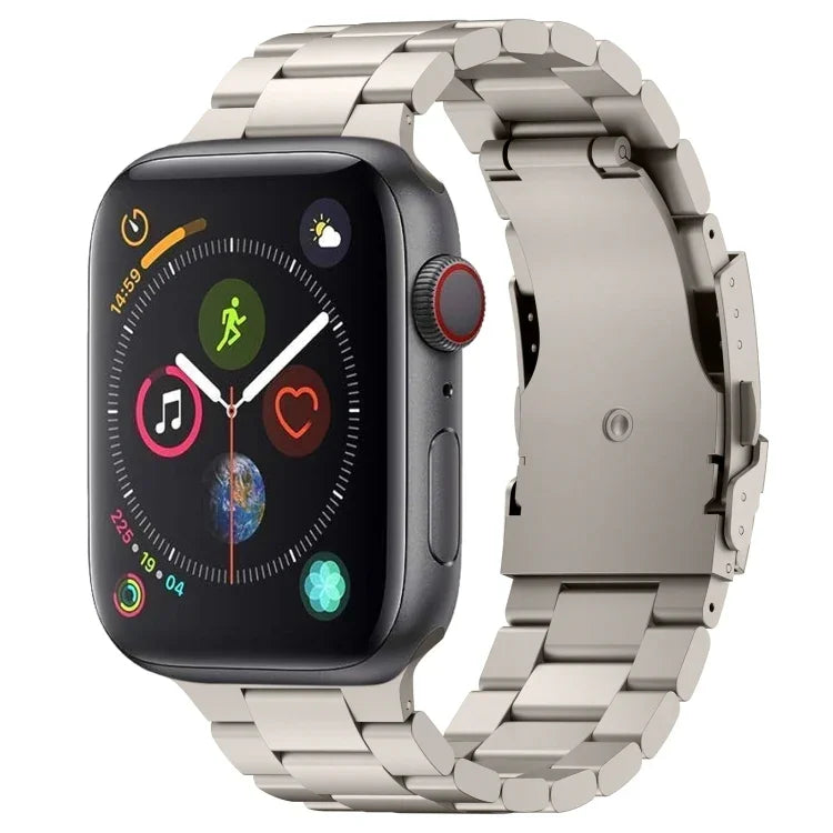 Three Beads Titanium Alloy Metal Watch Band, For Apple Watch Series 7 41mm, For Apple Watch Series 7 45mm, For Apple Watch Series 6 40mm, For Apple Watch Series 6 44mm, For Apple Watch Series 5 44mm, For Apple Watch Series 5 40mm                       ...