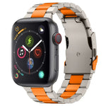 Three Beads Titanium Alloy Metal Watch Band, For Apple Watch Series 7 41mm, For Apple Watch Series 7 45mm, For Apple Watch Series 6 40mm, For Apple Watch Series 6 44mm, For Apple Watch Series 5 44mm, For Apple Watch Series 5 40mm                       ...