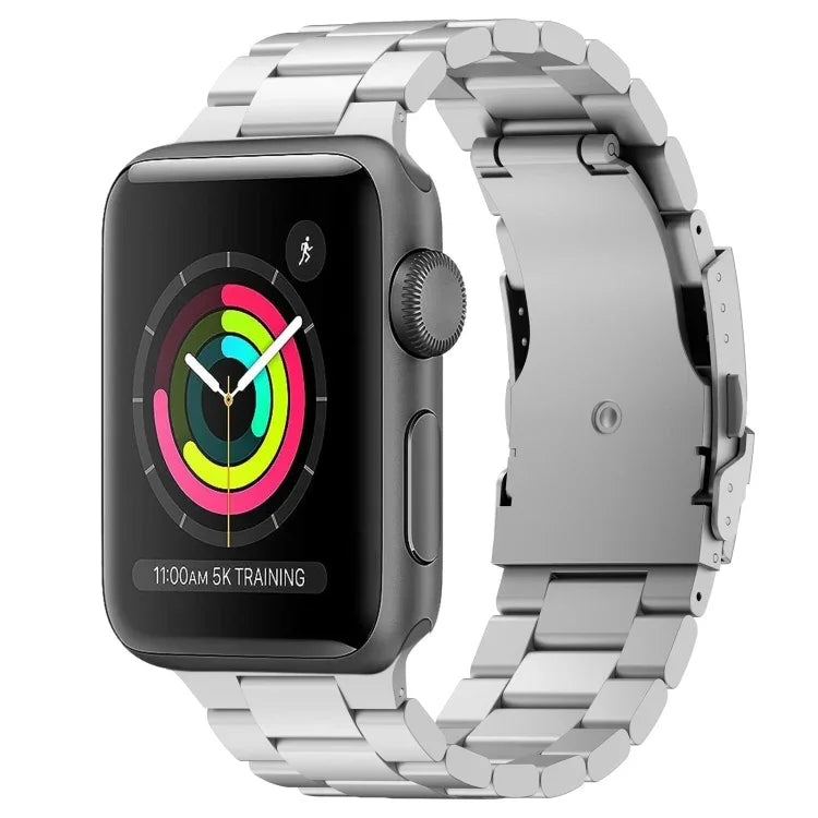 Three Beads Titanium Alloy Metal Watch Band, For Apple Watch Series 7 41mm, For Apple Watch Series 7 45mm, For Apple Watch Series 6 40mm, For Apple Watch Series 6 44mm, For Apple Watch Series 5 44mm, For Apple Watch Series 5 40mm                       ...
