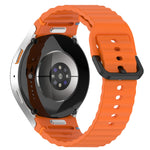 Wavy Grain Stitched Black Buckle Silicone Watch Band, For Samsung Galaxy Watch FE 40mm, For Samsung Galaxy Watch 7 40 / 44mm, For Samsung Galaxy Watch 6 Classic 43 / 47mm, For Samsung Galaxy Watch 6 40 / 44mm