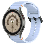Wavy Grain Stitched Black Buckle Silicone Watch Band, For Samsung Galaxy Watch 5 40 / 44mm, For Samsung Galaxy Watch 5 Pro, For Samsung Galaxy Watch 4 40 / 44mm, For Samsung Galaxy Watch 4 Classic 42 / 46mm