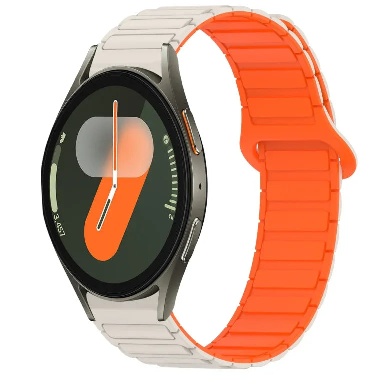 Dual Color Magnetic Buckle Silicone Watch Band, For Samsung Galaxy Watch 7 40 / 44mm