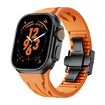 Tailor Stainless Steel Black Butterfly Buckle Silicone Watch Band, For Apple Watch 44mm / 45mm / 46mm / 49mm