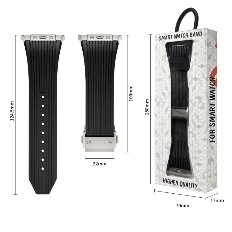 Titanium Connector Silver Buckle Silicone Watch Band, For Samsung Galaxy Watch Ultra 47mm / Ultra 2025