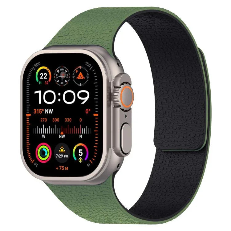 Litchi Texture Magnetic Silicone Watch Band, For Apple Watch 46mm / 49mm / 45mm / 44mm, For Apple Watch 42mm / 41mm / 40mm / 38mm
