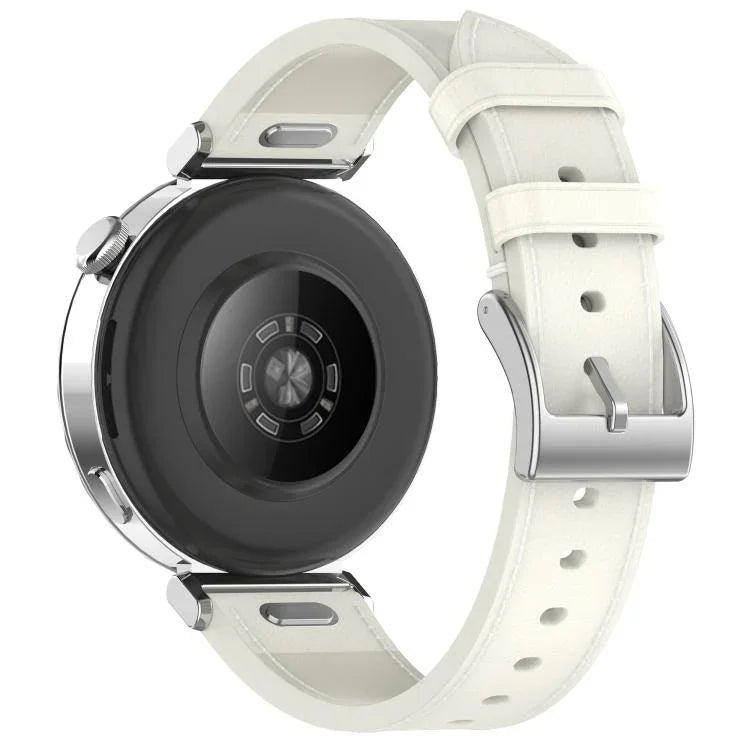 Press Button 22mm Leather Watch Band, For Samsung Galaxy Watch3 45mm