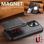 Suteni M3 Card Bag MagSafe Cowhide Texture Leather Phone Case, For iPhone 13 Pro Max, For iPhone 13 Pro, For iPhone 13, For iPhone 12, For iPhone 12 Pro Max, For iPhone 12 Pro