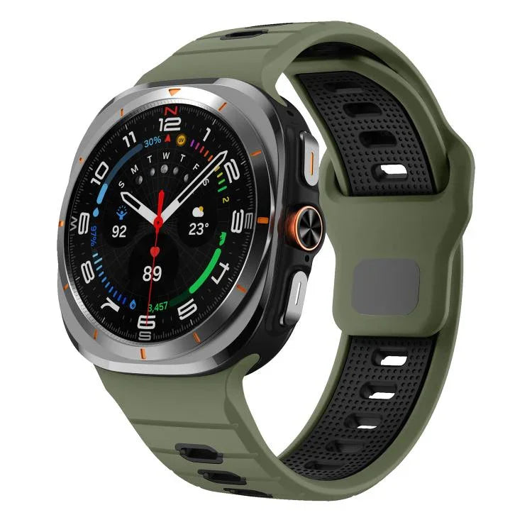 Horizontal Stripes Reverse Buckle Silicone Watch Band, For Samsung Galaxy Watch Ultra 47mm / Ultra 2025