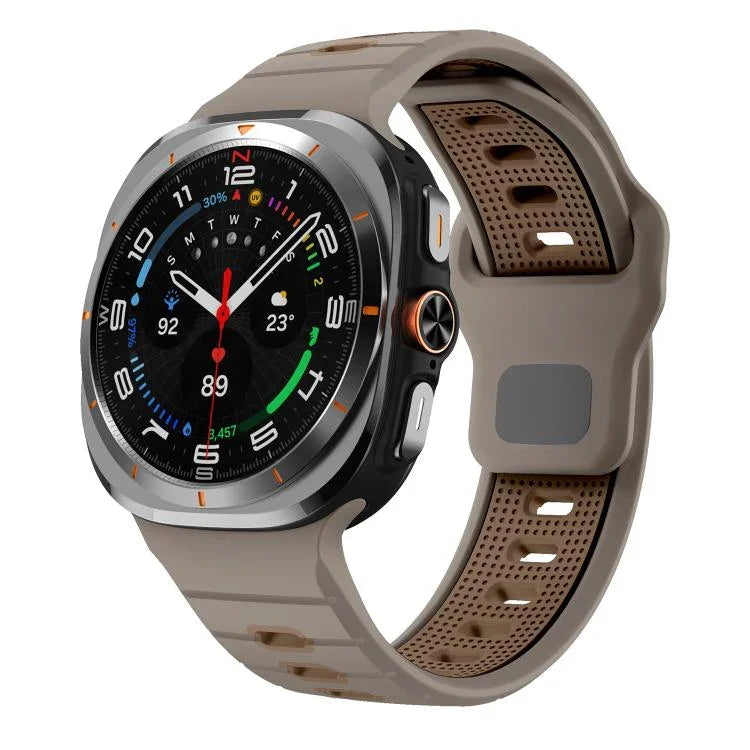 Horizontal Stripes Reverse Buckle Silicone Watch Band, For Samsung Galaxy Watch Ultra 47mm / Ultra 2025