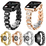 Small Square Diamonds Butterfly Buckle Watch Band, For Apple Watch 46mm / 49mm / 45mm / 44mm, For Apple Watch 42mm / 41mm / 40mm / 38mm
