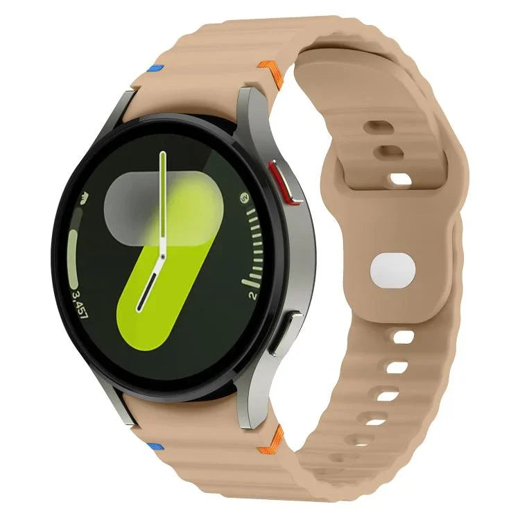 Wavy Grain Stitched Reverse Buckle 20mm Silicone Watch Band, For Samsung Galaxy Watch 7 40mm / 44mm