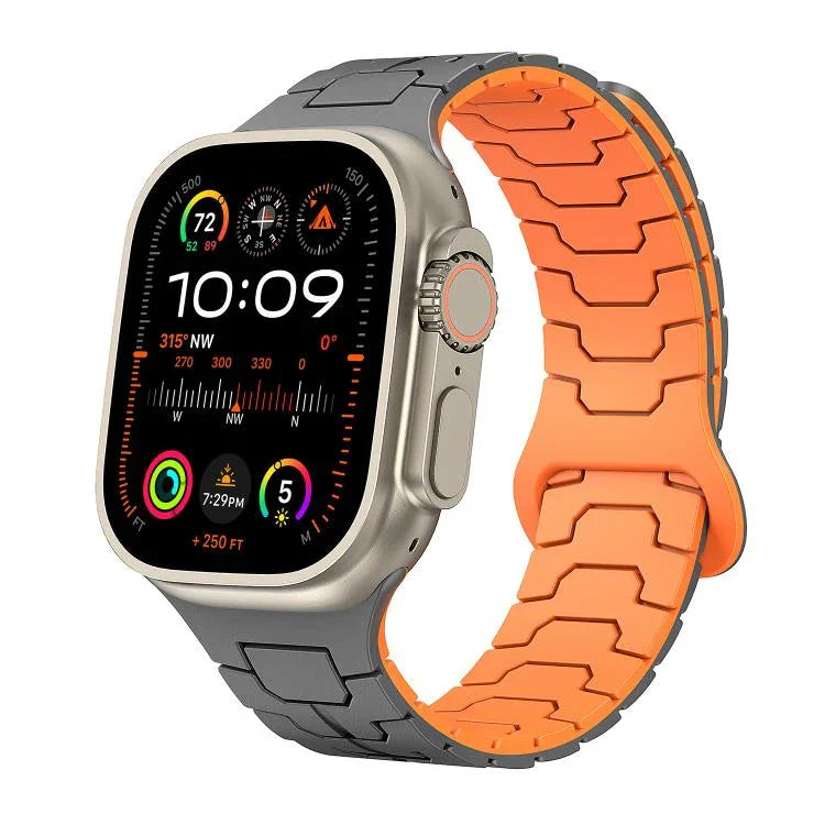 Steel Dragon Scale Magnetic Silicone Watch Band, For Apple Watch 46mm / 49mm / 45mm / 44mm