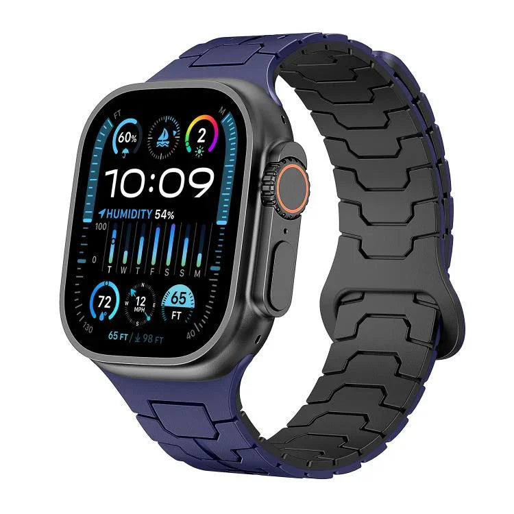 Steel Dragon Scale Magnetic Silicone Watch Band, For Apple Watch 46mm / 49mm / 45mm / 44mm