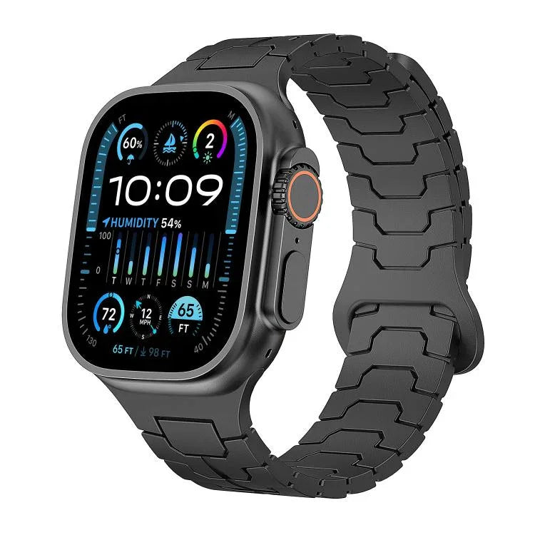 Steel Dragon Scale Magnetic Silicone Watch Band, For Apple Watch 46mm / 49mm / 45mm / 44mm